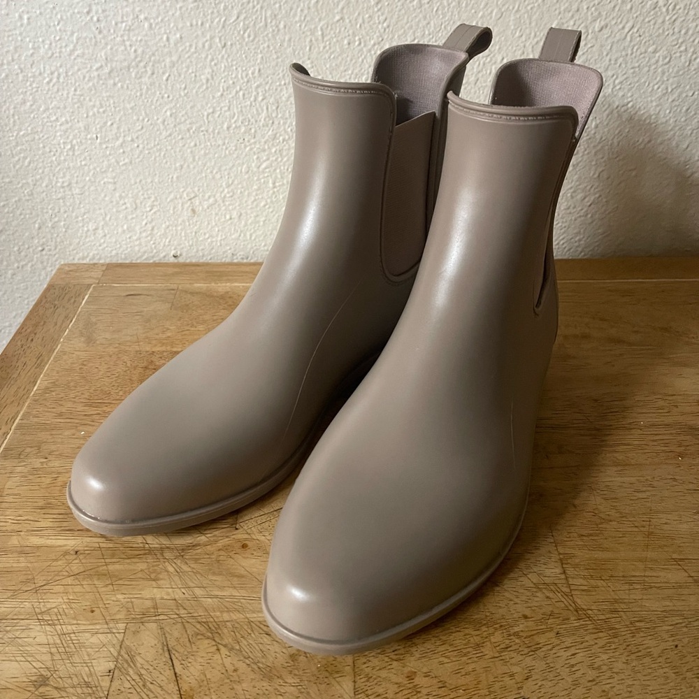 A New Day rainboots. Woman size 10. Worn one time. Color tan.